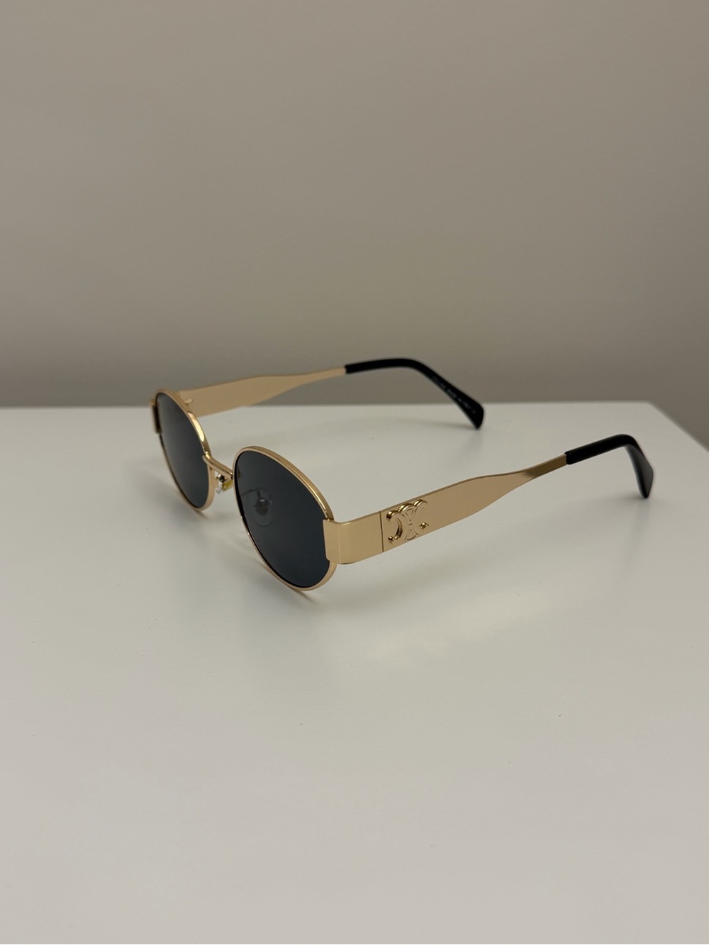 CELINE Gold Oval Triomphe Sunglasses